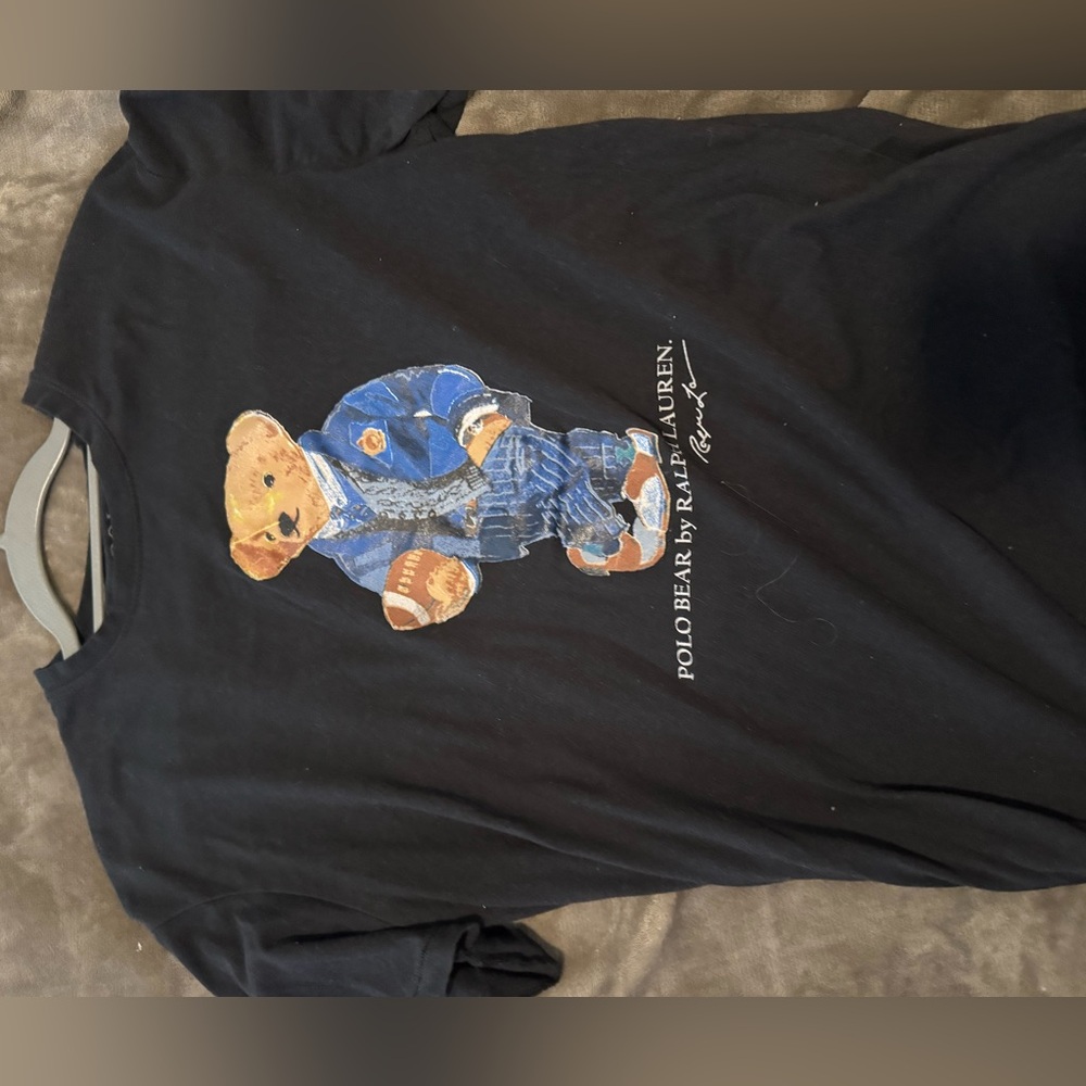 Ralph Lauren Kids Black T-Shirt with Polo Bear in Blue Outfit